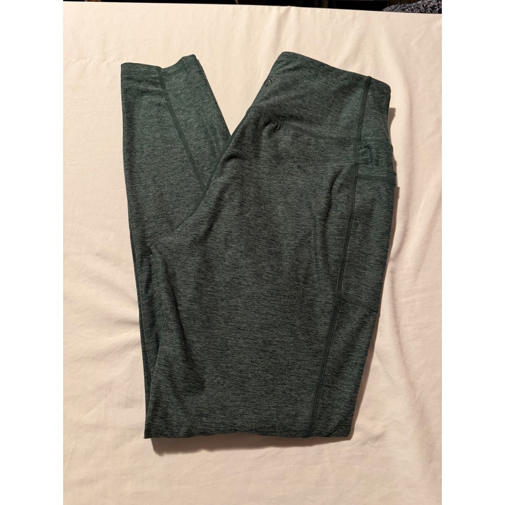Marika Womens High Waisted Heather Green Pocket Leggings Size Medium